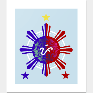 Phil.Flag / 3 Stars & Sun / Baybayin word PI (Pilipinas) Posters and Art